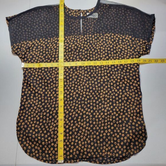 Carlo Moda Vintage Matching Set Black Gold Dot Trousers Blouse Illusion Neckline - Picture 13 of 15